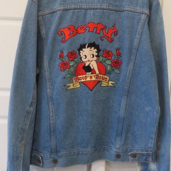 Too Cute Jackets & Blazers - Vintage TOO CUTE BETTY BOOP Denim Jacket - 80's/90'S - Guns N Roses Homage